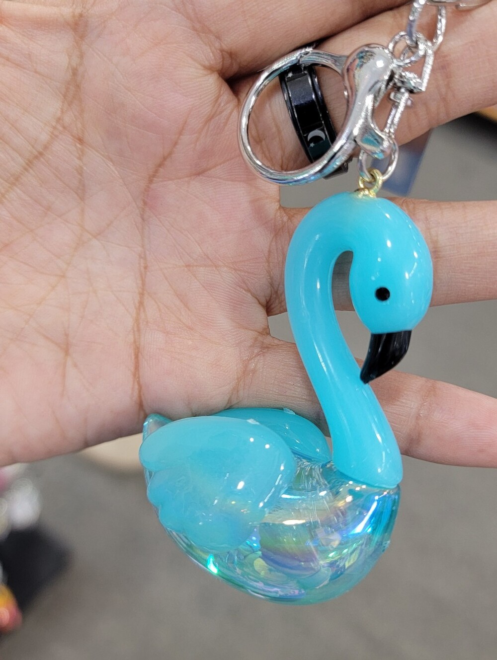 Aqua Blue Swan Keychain